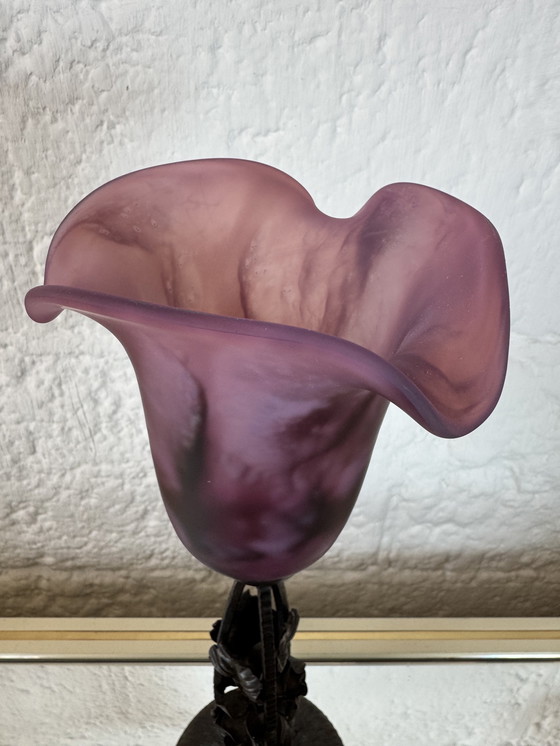 Image 1 of Art Deco tulip wrought iron lamp