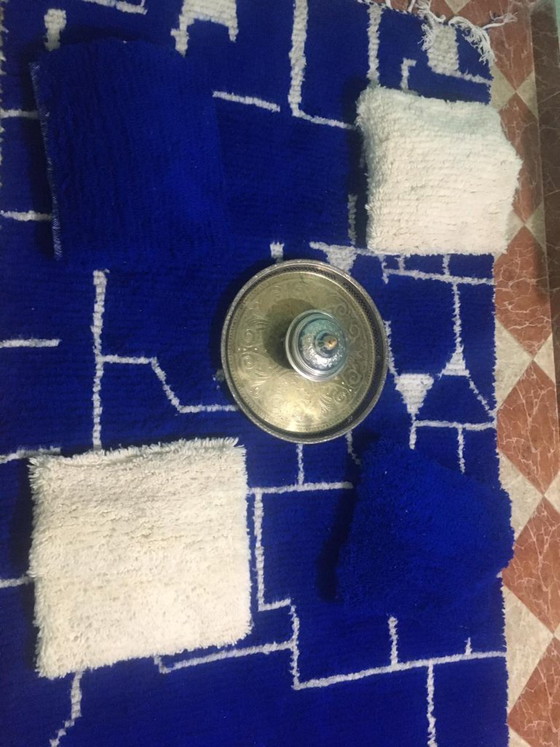 Handgemaakt blauw Marokkaans tapijt 2,5 x 1,5 m + 4 gratis kussens als cadeau – Vloerkleden en tapijten, Wool (photo 7 of 9)