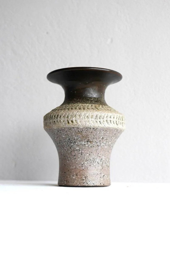 Image 1 of Brutalist ceramic vase in Scandinavian modernist style from the mid-century by Thomas Hellström for Nittsjö, Sweden.