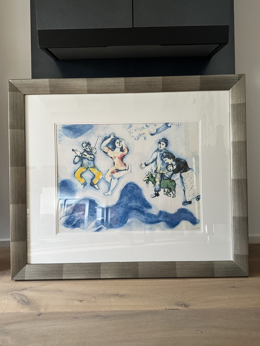 Mark Chagall - Les Compagnons de Charlot, unique lithograph