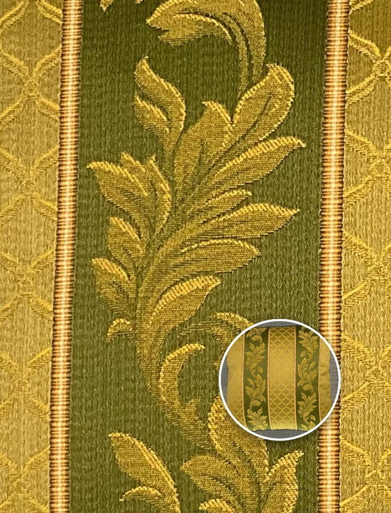 Image 1 of Rubelli – Neues 2er-Set – Grün-goldenes Barockblattmotiv