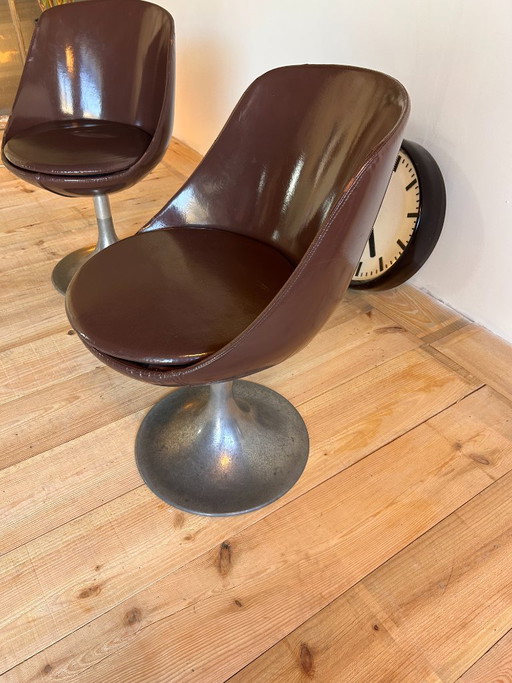Tulpen-Drehstühle, Italien, 1970er Jahre, 2er-Set – draaistoelen, Metal, Skai (photo 2 of 5)