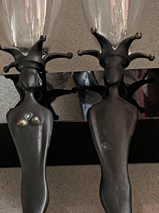 Image 1 of 2x champagneflutes op bronzen steel. Arti Hove