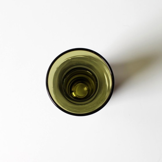 Image 1 of Vintage Small Olive Green Glass Vase - Tamara Aladin Riihimäen Lasi Finland 1960s