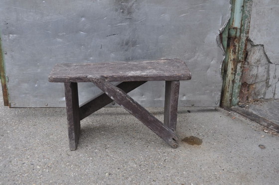 Brown Painted Stool, 1940s – Vintage (photo 3 of 3)