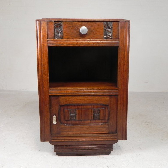 Art Deco nightstand with marble top, 1930s, Wood, Beige (photo 6 of 24)