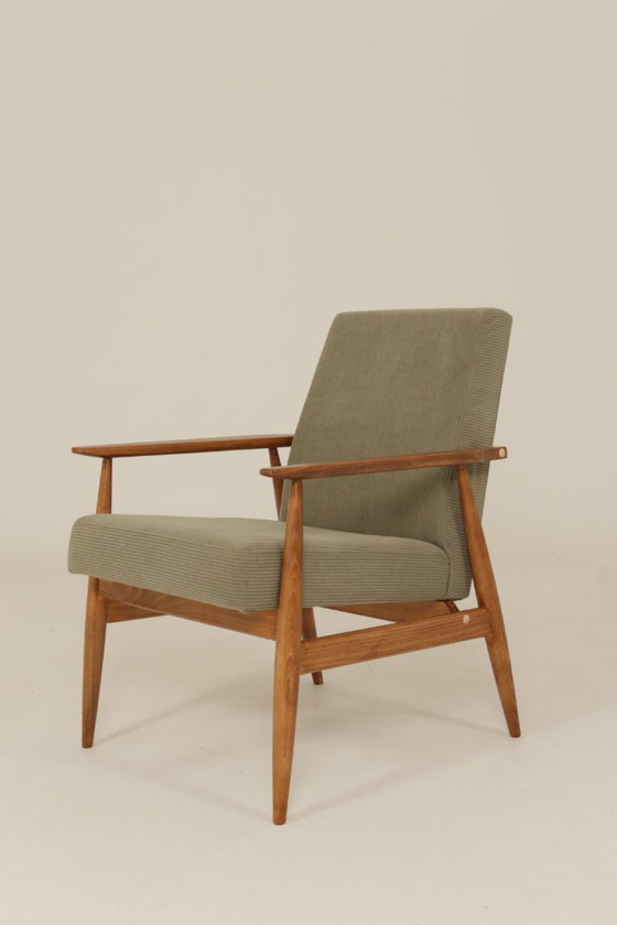 Image 1 of Vintage fauteuil in kakigroen corduroy-design van H.Lis