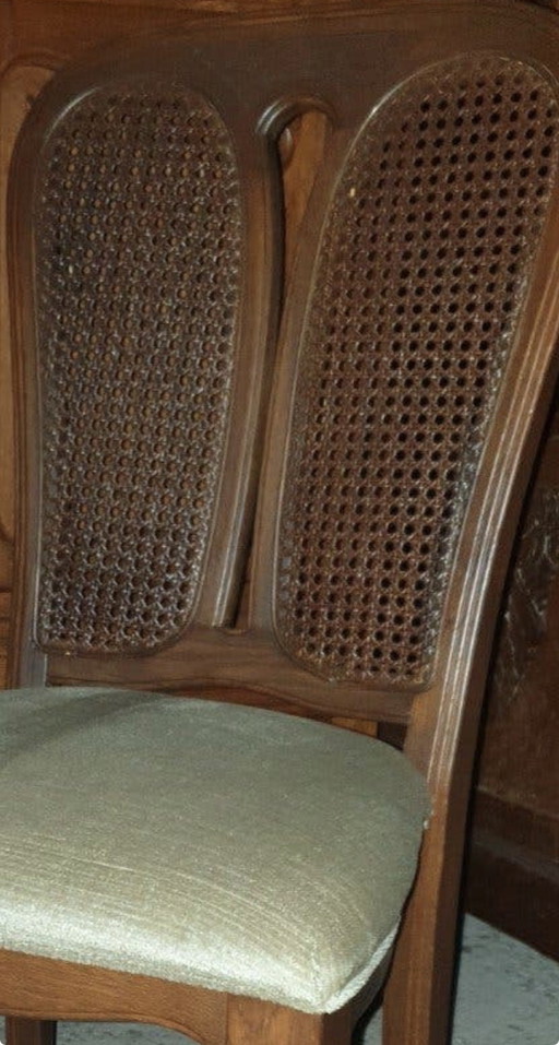 4 chaises de salle à manger classiques en chêne – eetkamerstoelen, Textile, Wood