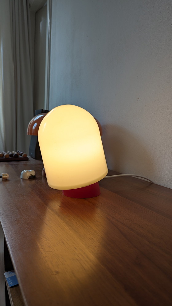 Image 1 of Table Lamp 1970s Red Plastic Mid-Century Minimalist