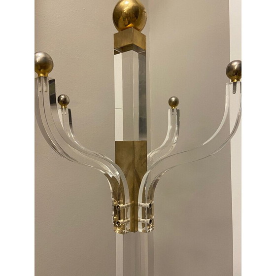 Image 1 of Vintage coat rack in methacrylate and gilded brass, 1970