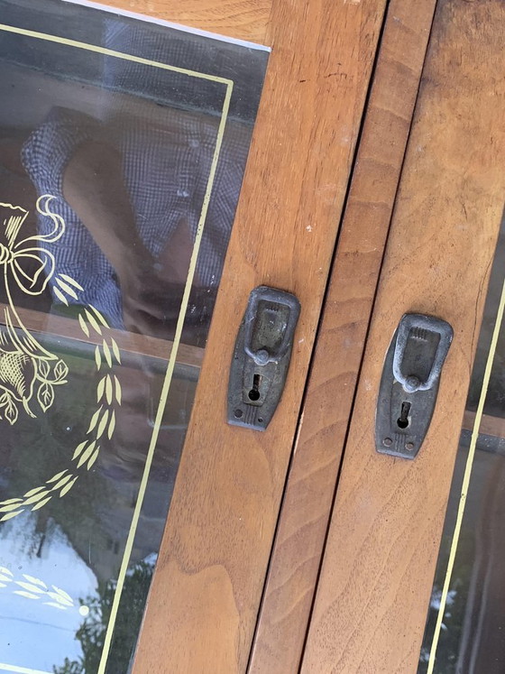 Art Nouveau 2-Piece Kitchen Cupboard – Storage cabinet, Wood, Glass (photo 7 of 9)