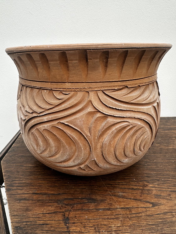 Image 1 of Vintage handmade ceramic planter H 19 cm / D 24 cm