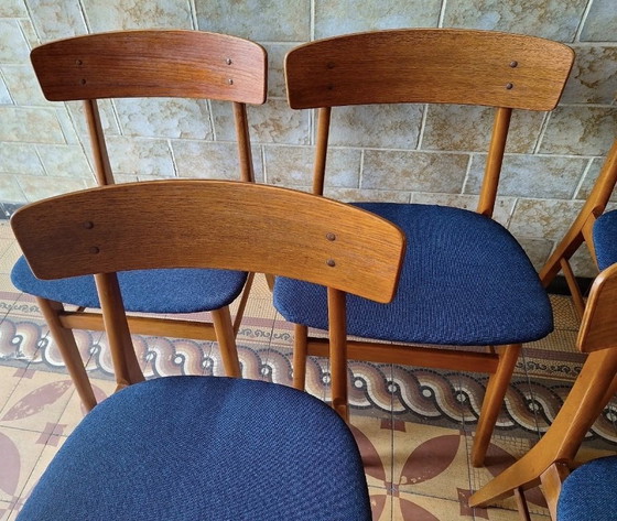 Image 1 of Mid Century Set of 6 Teak Dining Chairs by Farstrup, Denmark 1960s