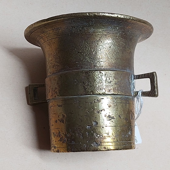 Mortier et pilon d'apothicaire allemand antique 1800, Objets déco, Bronze, Laiton, Marron (photo 4 sur 7)