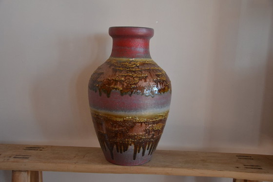 Image 1 of West Germany - Vase - Vintage - purple - red - brown - Large West Germany vase