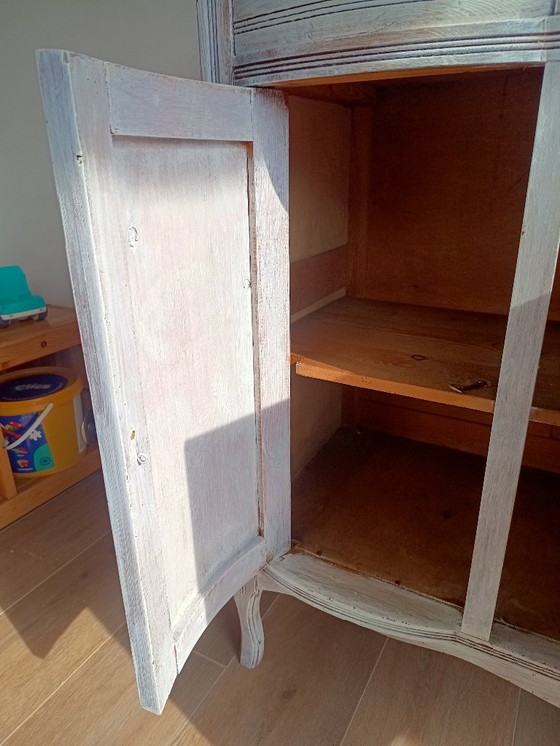 Image 1 of Antique sideboard with leaded glass and mirror