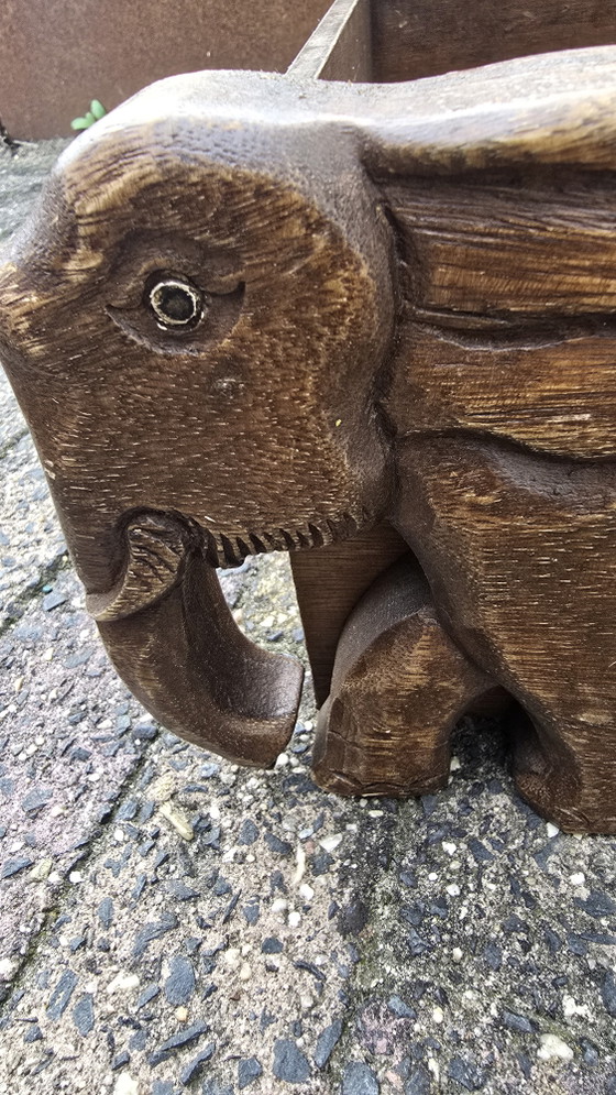 Vasi per piante elefante vintage in legno intagliato a mano / Vassoio da scrivania (35x20 cm) – Wood (photo 6 of 7)