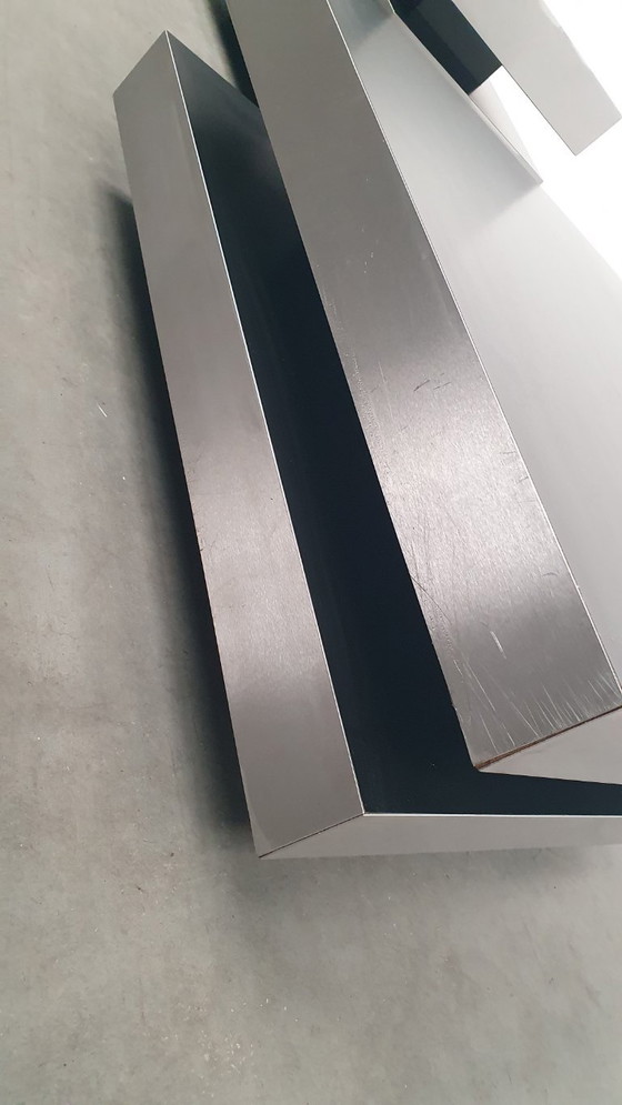 Vintage Roche Bobois Willy Rizzo Attr Salontafels 70s Design – lamine, Metal (photo 13 of 23)