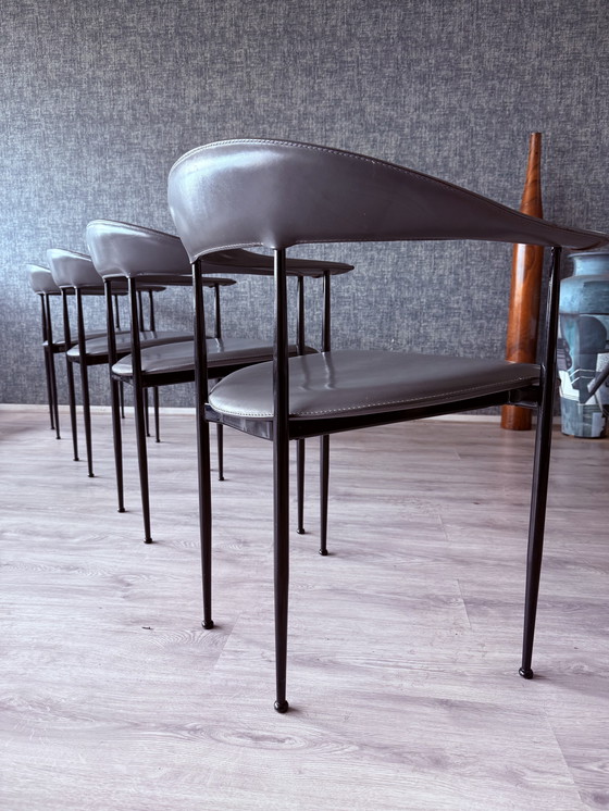 Image 1 of 4x poltrone vintage in pelle Fasem p40, Vegni & Gualtierotti, anni '90