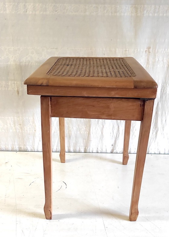 Image 1 of Side table in solid wood and caning - mid-20th century