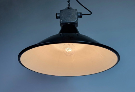 Image 1 of Industrial Black Enamel Pendant Lamp from Elektrosvit, 1960s