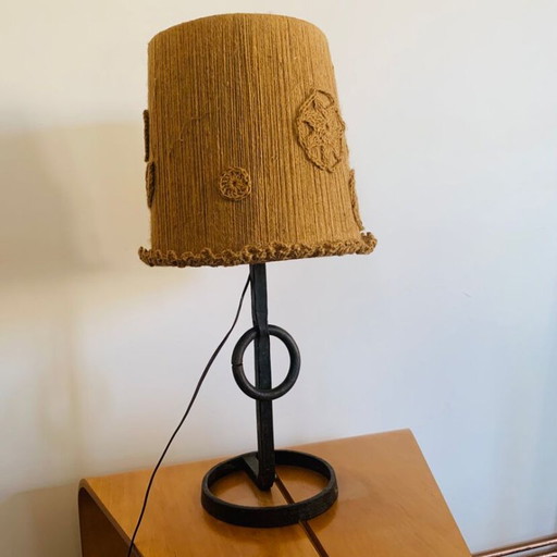 Wrought iron table lamp from the 1950s