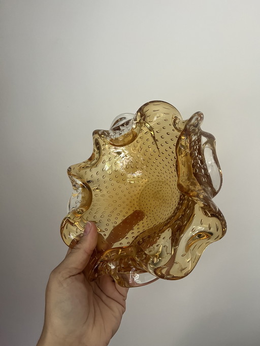 Vintage Murano Amber Geel Honey Asbak
