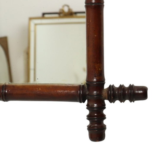 Image 1 of Specchio antico in legno effetto bambù stile Chinoiserie 63x52cm