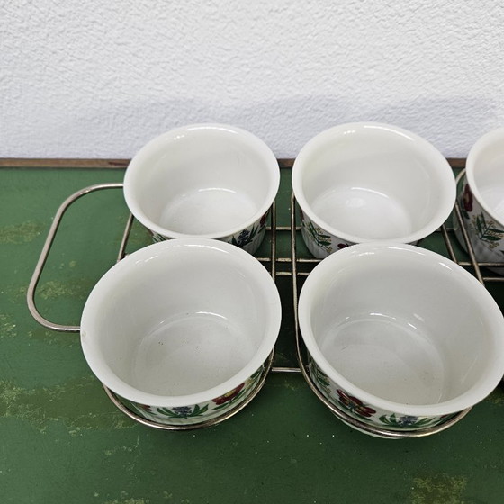 Image 1 of Ensemble vintage de 6 ramequins à soufflé dans un plat à four Villeroy & Boch