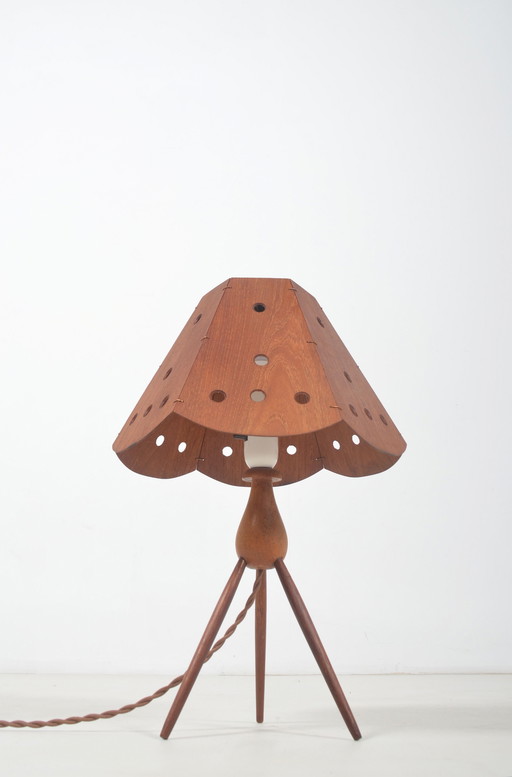 Danish Table Lamp on Tripod in Teak, 1960s