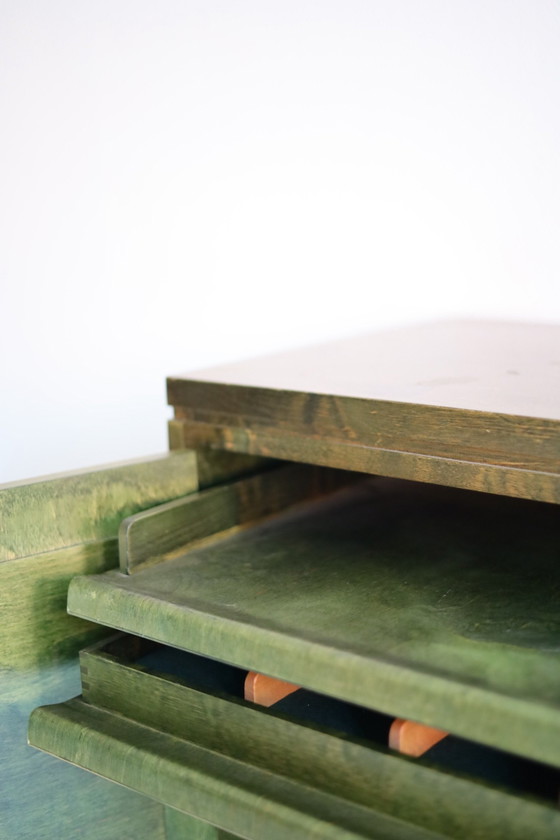 Vintage dressoir door Asko in de jaren 70, Hout, Groen (foto 9 van 12)