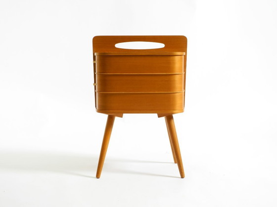 Bellissima scatola da cucito originale in teak Mid Century con scomparti a cerniera – Tavolini, Legno (photo 5 of 20)
