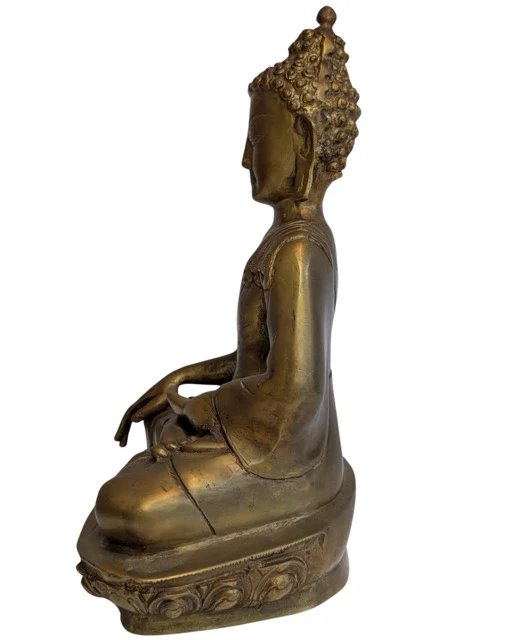 Antiek Ladakh Bronzen Boeddha Beeld – Bhumisparsha Mudra – Beeldhouwkunst, Gold (photo 5 of 13)