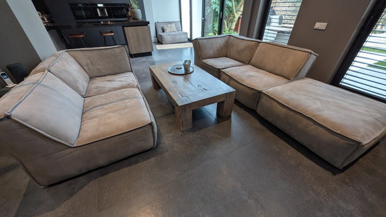 Image 1 of Modulaire hoekbank (Goossens Jim) Micro Leer Alcamara Licht Grijs