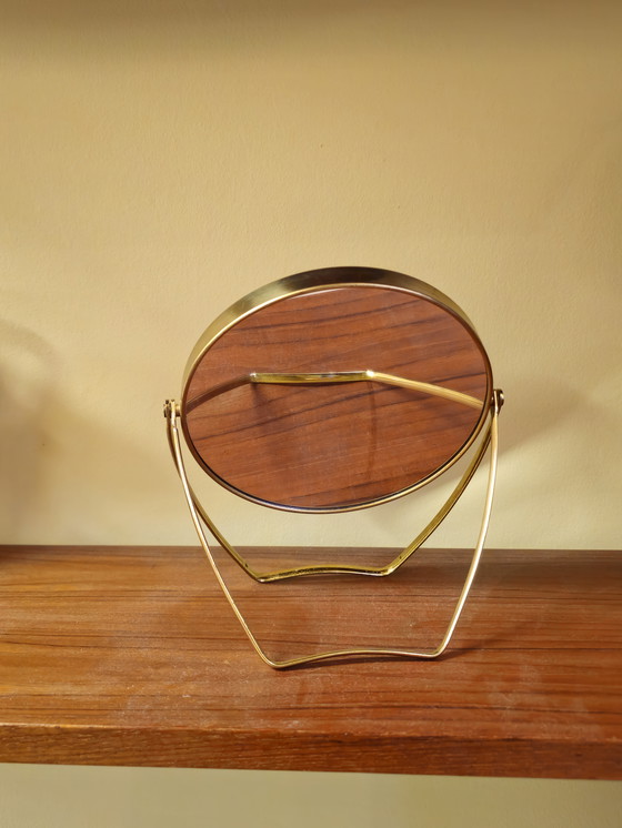 Image 1 of Vintage Messing Make-up Spiegel Kaptafel Makeup