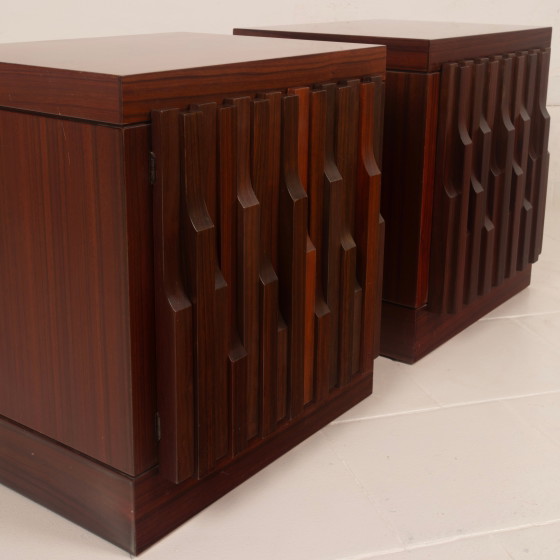 Luciano Frigerio Brutaliste Bois de Padouk Gaetano Tables de nuit pour Frigerio di Desio – Wood (photo 20 of 23)