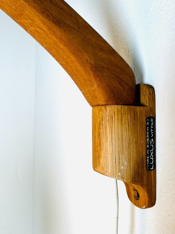 Model 705 Floating Wall Lamp in Opaline Glass and Teak by Uno & Östen Kristiansson for Luxus, Sweden, 1960s (photo 7 of 9)