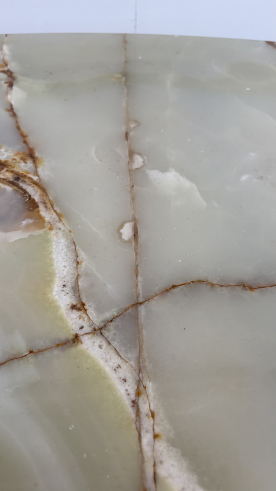 Image 1 of Tavolino da caffè vintage in pietra naturale, ottone e marmo onice