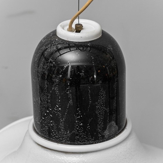 Image 1 of LAMPADA A SOSPENSIONE VINTAGE IN VETRO E METALLO – ANTIQUARIATO MODERNO ANNI '70