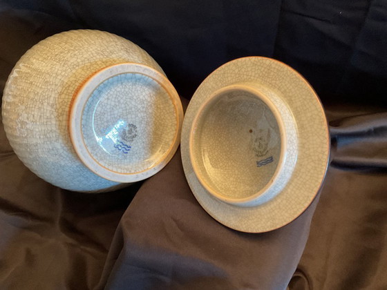 Image 1 of Seltene Vase aus krakeliertem Porzellan von Royal Copenhagen aus den 1940er-50er Jahren