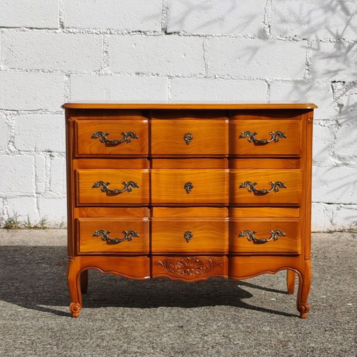 Vintage französischer Kirschholz-Schubladenschrank - Kommode - Stil Louis XV - 70er Jahre – ladekasten, Metal (photo 2 of 22)