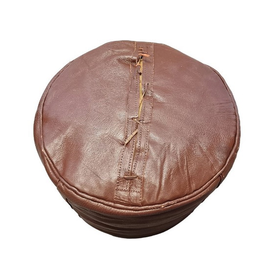 Brown Vintage Leather Pouf – Decorative Objects (photo 5 of 5)