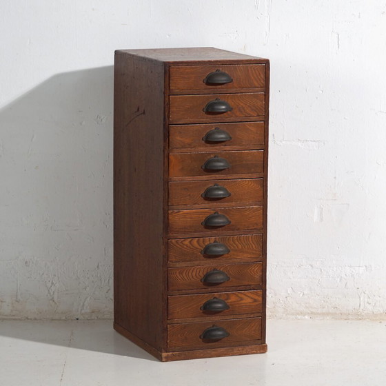 Artist storage chest Japanese ten-drawer cabinet – Showa Period (c.1950–1979) – Chest of drawers, Metal (photo 11 of 40)