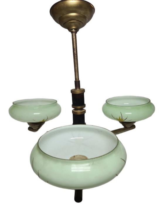 Bakelieten kroonluchter in art-decostijl, Polen, jaren 1950 – Glass, Metal (photo 12 of 14)
