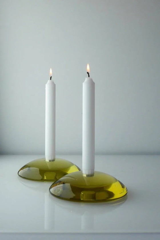 Image 1 of Bougeoirs en verre par Anne Nilsson pour Kosta, années 2000, set de 2