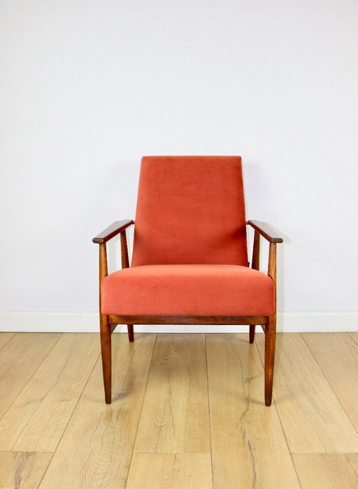 Fauteuil « Lis », design des années 1970 par Henryk Lis, couleur brique orange - 2 exemplaires disponibles