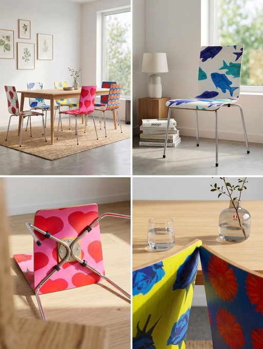 Set of 6 Vintage Design Chairs - Artist Series '90 – Arne Jacobsen Style