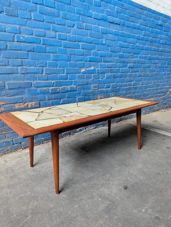 Image 1 of Vintage teak coffeetable / leisteen blad