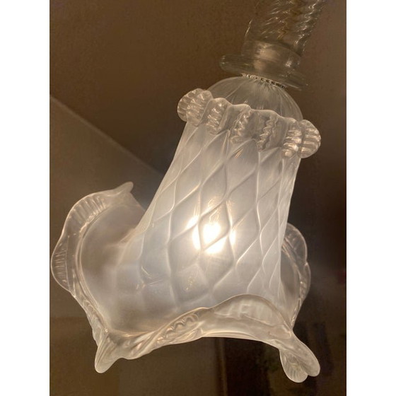 Image 1 of 1970S Italian Style Murano Glass In Transparent And Sand Chandelier