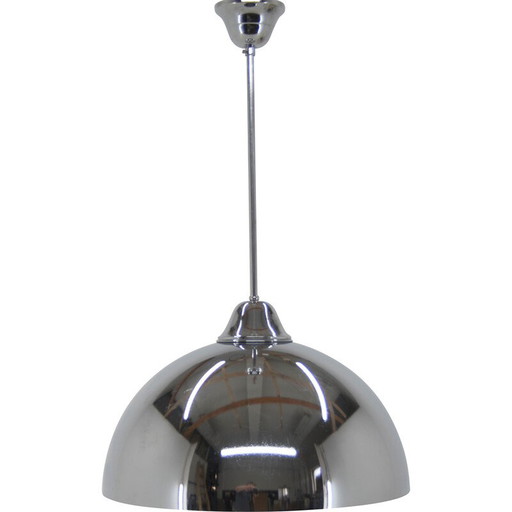 Lampe suspendue chromée vintage, Tchécoslovaquie 1930